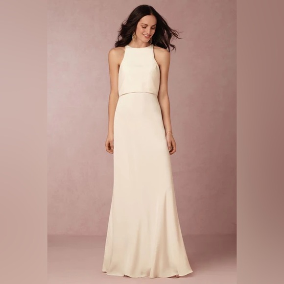 NWT BHLDN Jill Stuart Off White Iva Crepe Dress, Size 0 - Picture 1 of 8